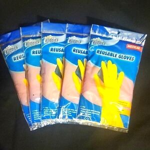 Scrub Buddies Reusable Latex Gloves- Size Medium-5 pairs